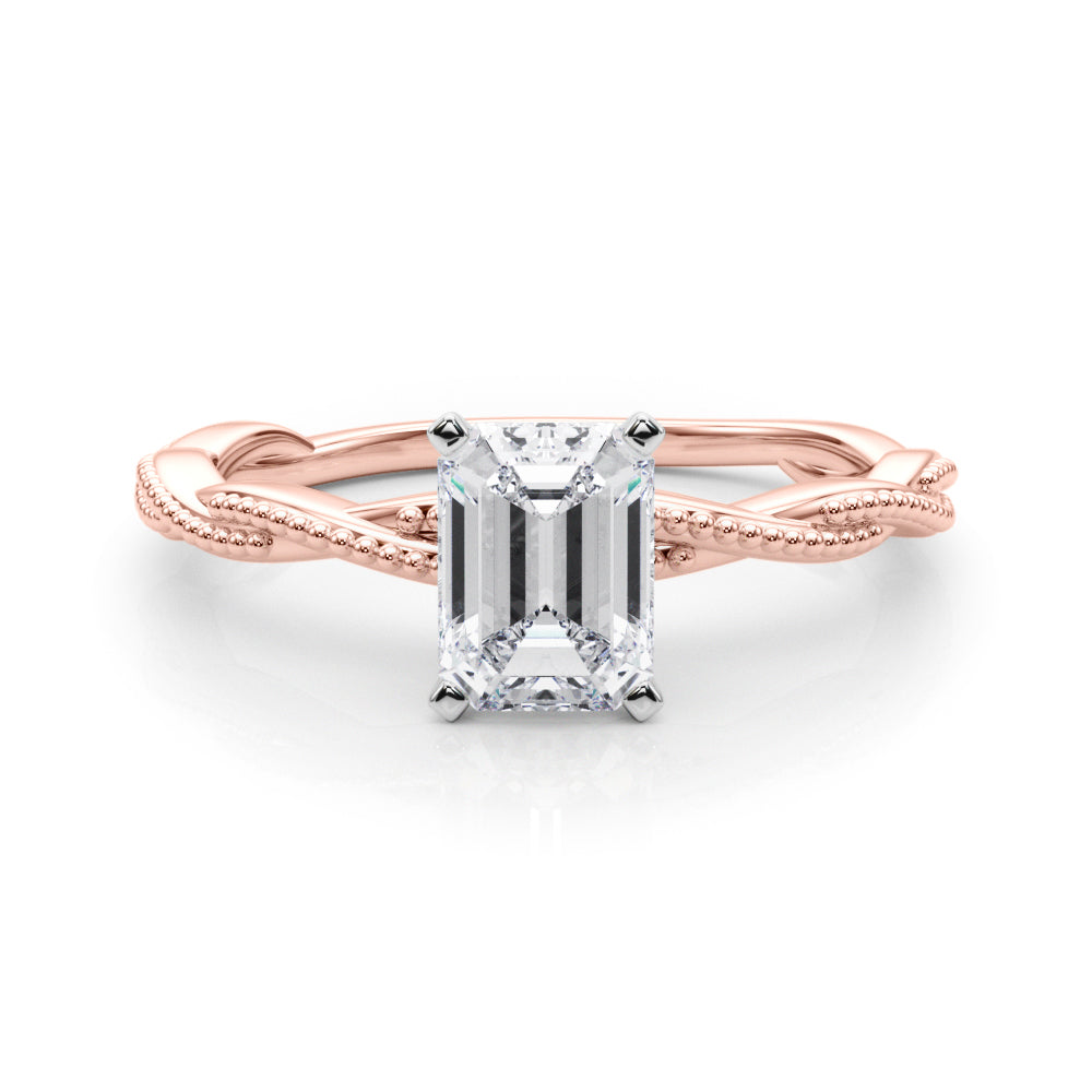 Anastasia Twisted Vine Emerald Diamond Solitaire Engagement Ring-VIRABYANI